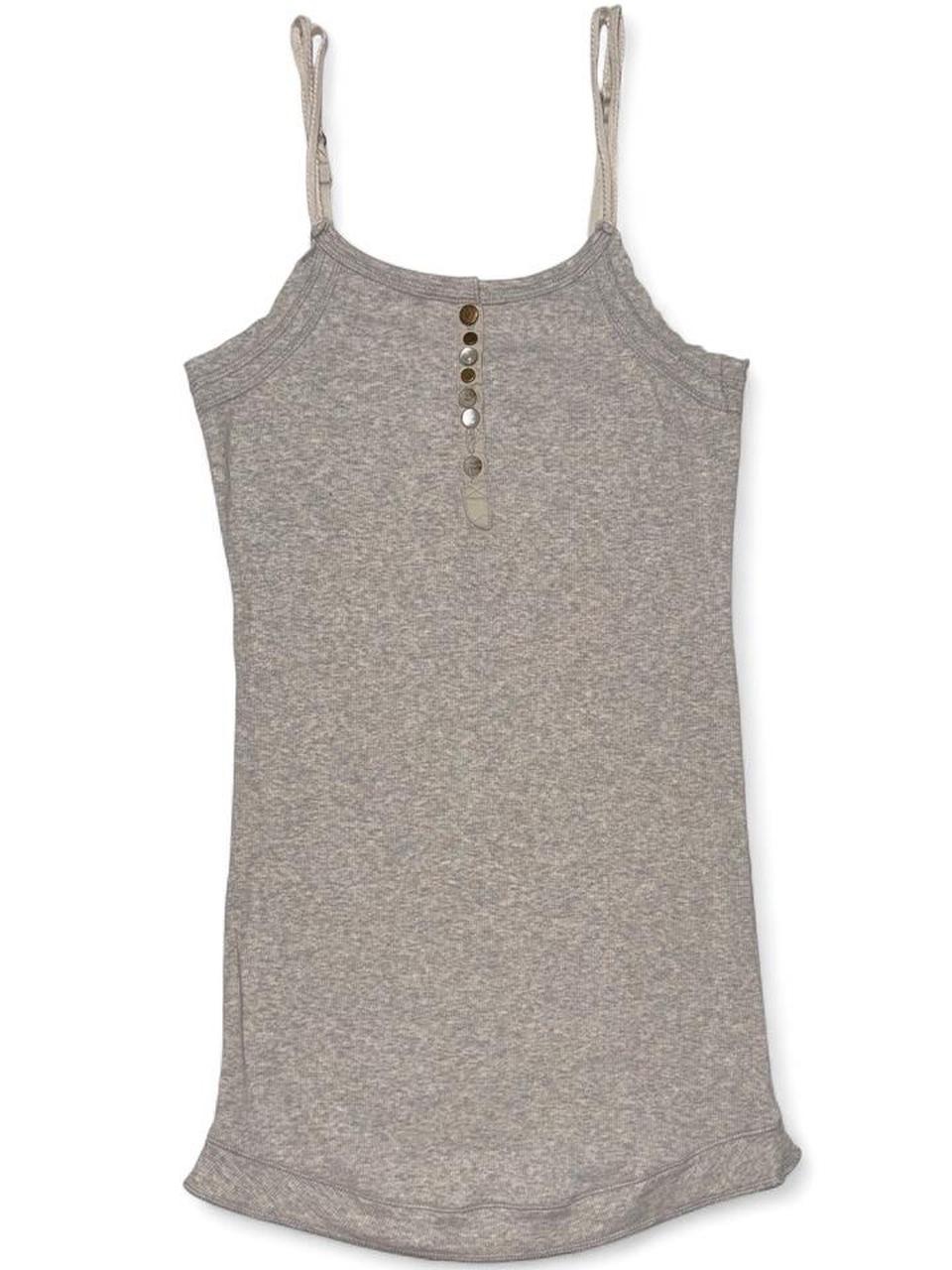 Mystree Heather Gray Button-Trim Tank